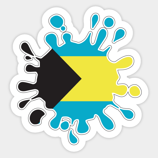 Bahamas National Flag Paint Splash Sticker by IslandConcepts